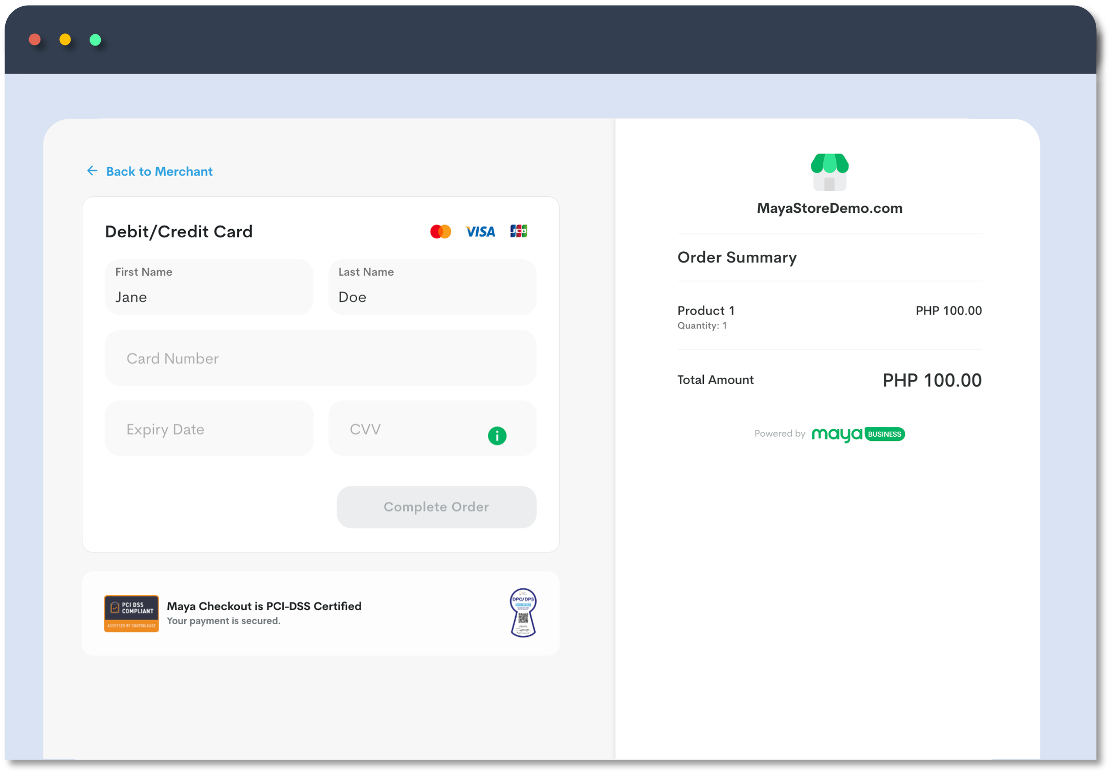 Maya Wallet Cashier Gateway