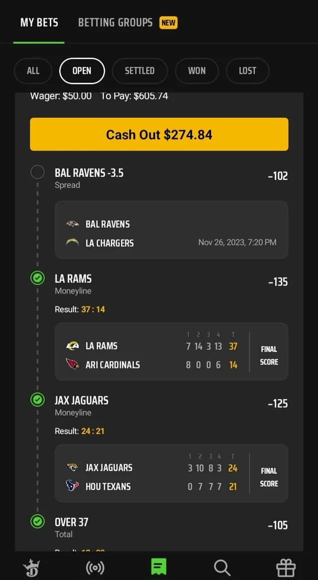 Sports Early Cash Out Management