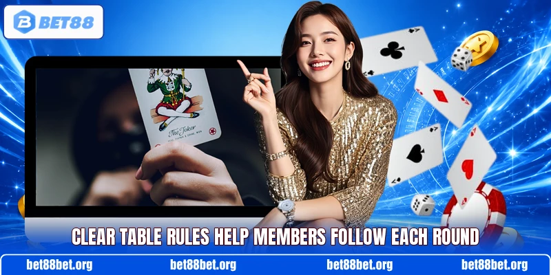 Clear table rules help members follow each round