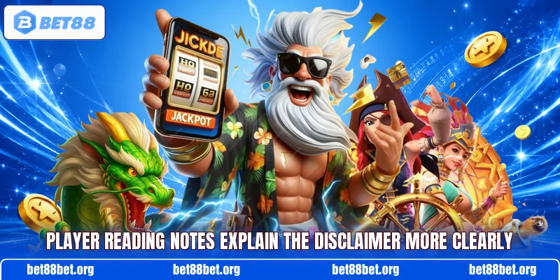 Player reading notes explain the disclaimer more clearly
