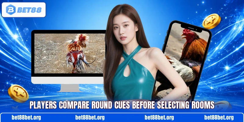 Players compare round cues before selecting rooms