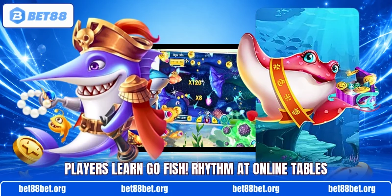 Players learn Go Fish! rhythm at online tables