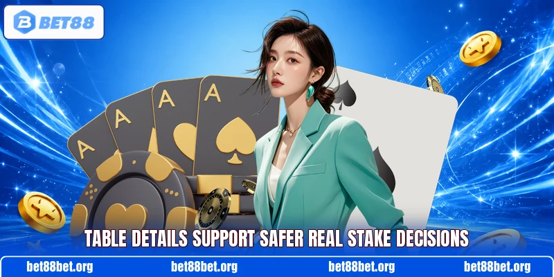 Table details support safer real stake decisions